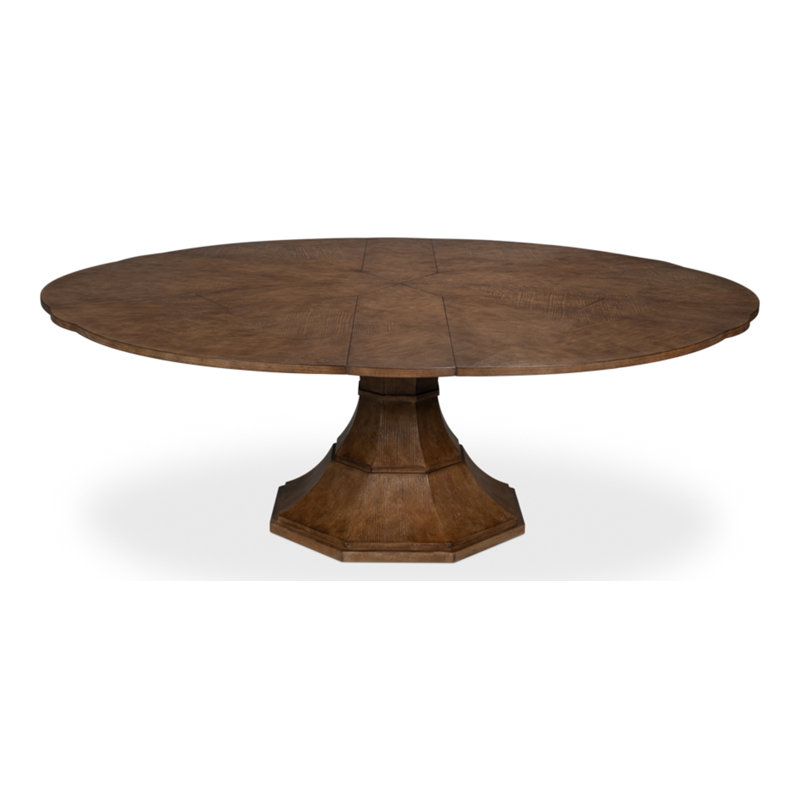 Giselle Round Solid Oak Dining Table, 30"H x 66"L x 66"W