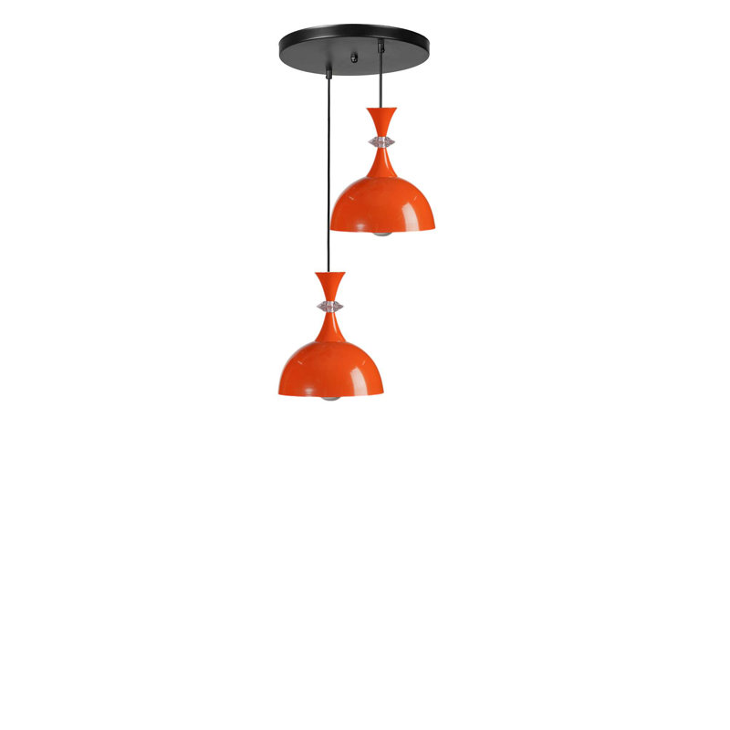 Lustre, Orange / noir, 2 niveaux, Deux lumières
