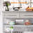 Kitchen Island with Stainless Steel Top, Traditional Kitchen Island with Storage, 2-Tier Open Shelves, Drawers, Light Gray