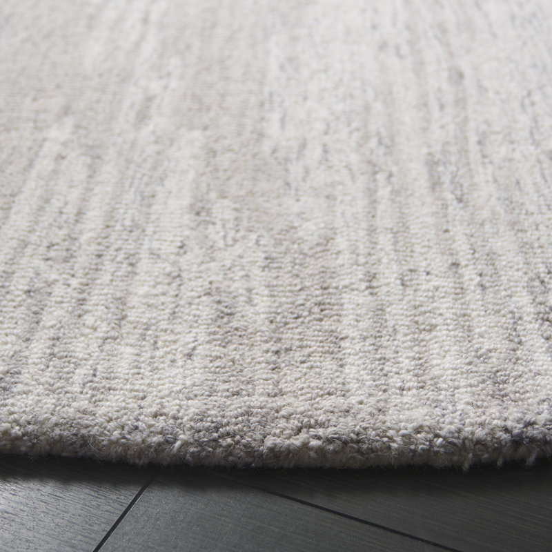 Ebony 925 Hand Tufted Wool/Cotton Abstract Rug in Gray/Ivory, Round 6'