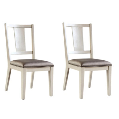 Ensemble de 2 chaises de salle à manger Witzy, dossier à panneaux, bois blanc, gris
