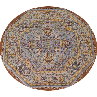 Tapis bleu traditionnel octogonal 6 x 6