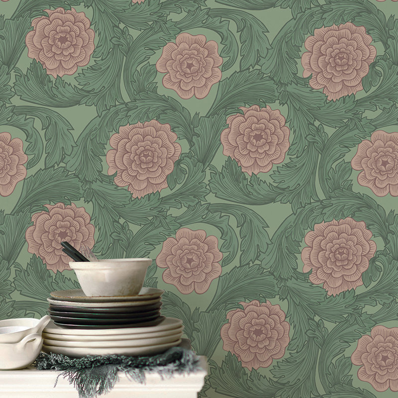 Asbury 10.05m x 53cm Matte Wallpaper Roll, Green