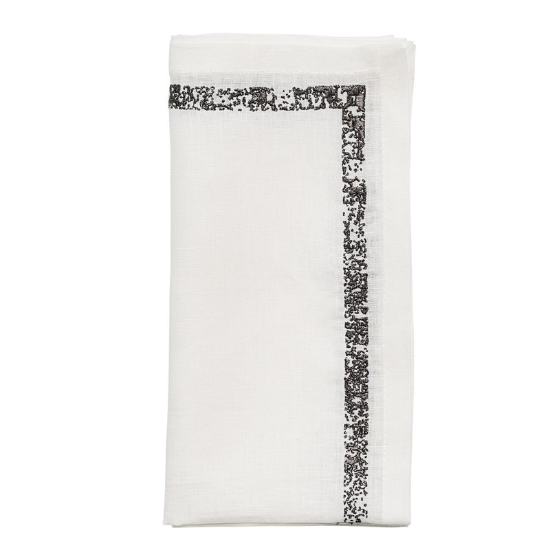 Impression Napkin, White/Gunmetal