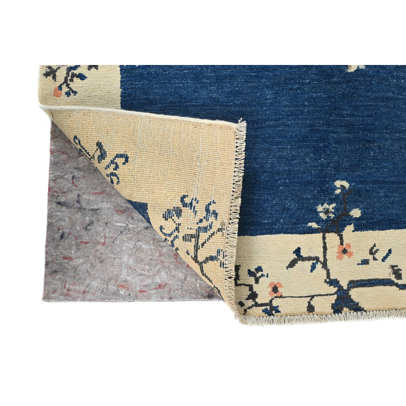 Tapis oriental bleu marine moderne unique 4 x 6 One-of-a-Kind