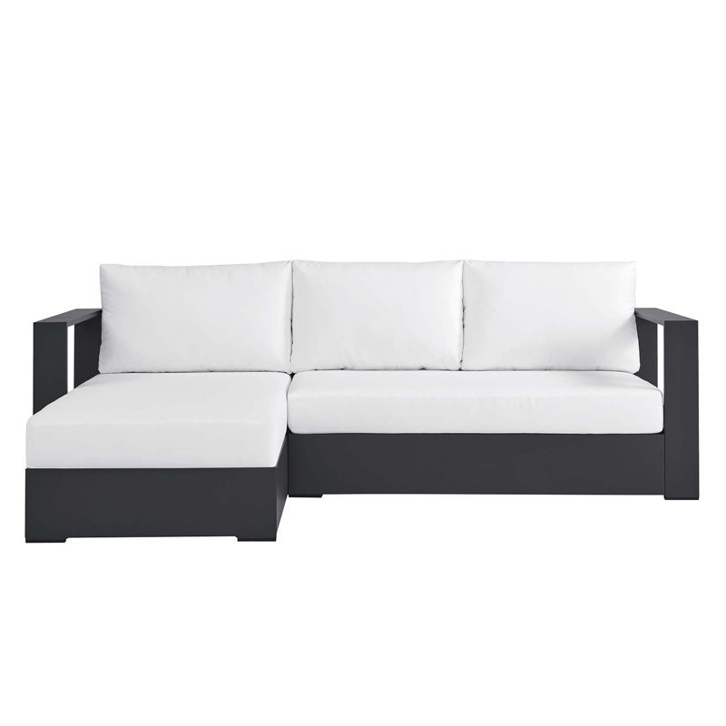 Ensemble de canapé modulaire d'extérieur 2 pièces Modway Tahoe, Accoudoir à gauche (vu de face), Blanc