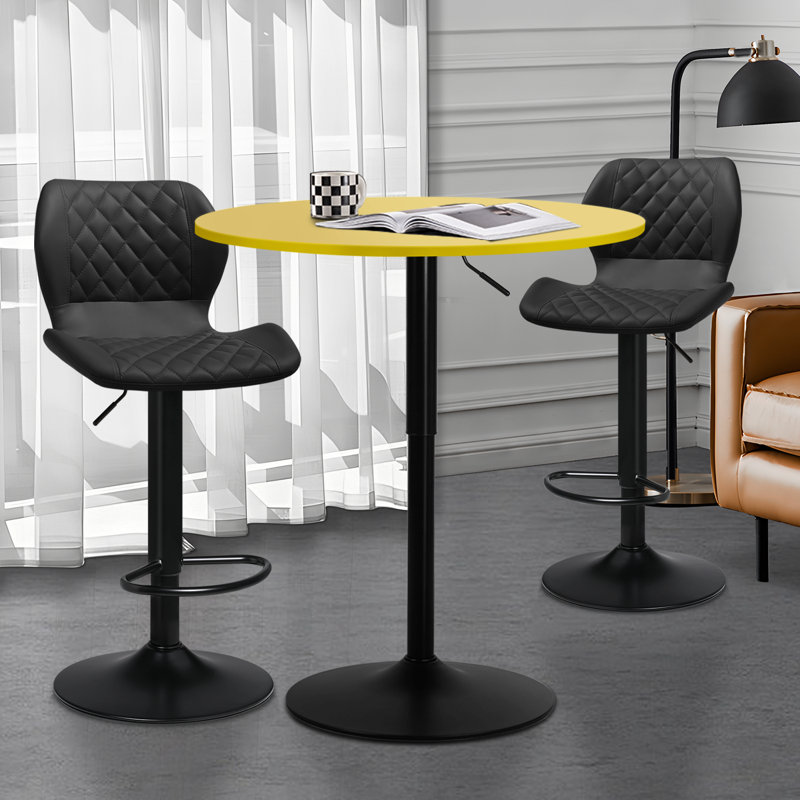 Latika 2 - Person Pedestal Dining Set, Black, White