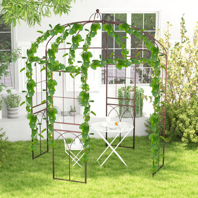 212cm W x 212cm D Metal Arbour in Brown