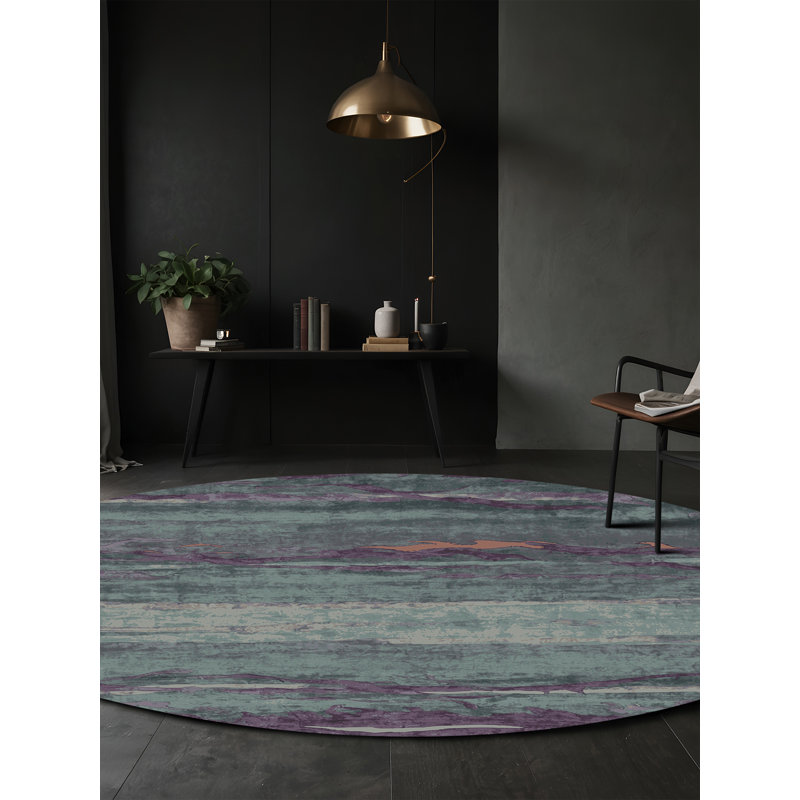 Tapis gris lavable à la machine, Rond 7 pi