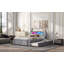 Wood Storage Platform Bed With LED, 2 Drawers And 1 Twin Size Trundle-1721292776