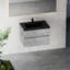 Meuble-lavabo flottant mural en ciment gris de 30 po, lavabo à sable en quartz noir, tiroirs à fermeture en douceur, peu encombrant et compatible avec les robinets monotrou