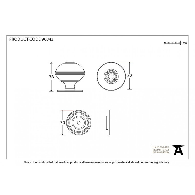 Prestbury 32mm Diameter Round Knob, Aged Bronze