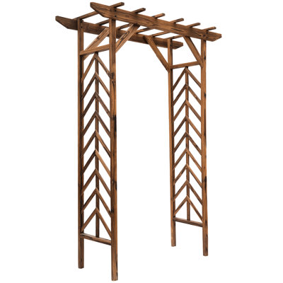 Garden Trellis Arch 79In - Classic Countryside Appeal For Events Pergola Roof, Wood Material Style Parties. Wood, Top, Enhances Yard Appearance. Easy Assembly