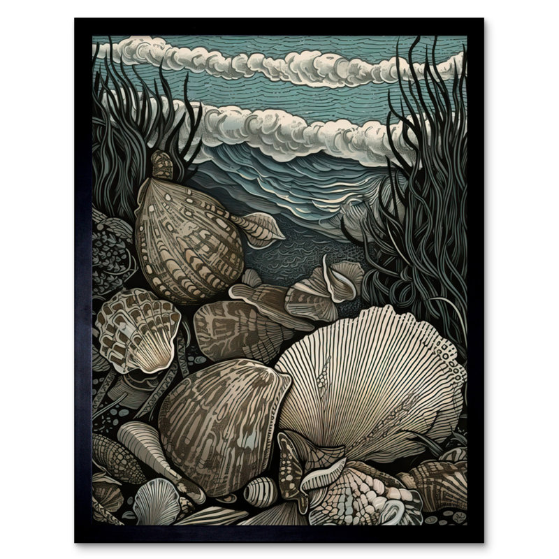 Critchfield Seashells By The Shore Modern Coastal - Single Picture Frame Print