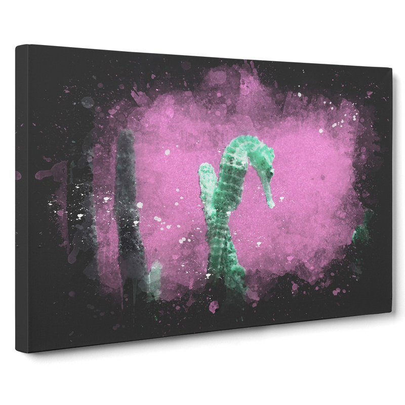 Green Seahorse - Wrapped Canvas, 40cm H x 60cm W x 3cm D