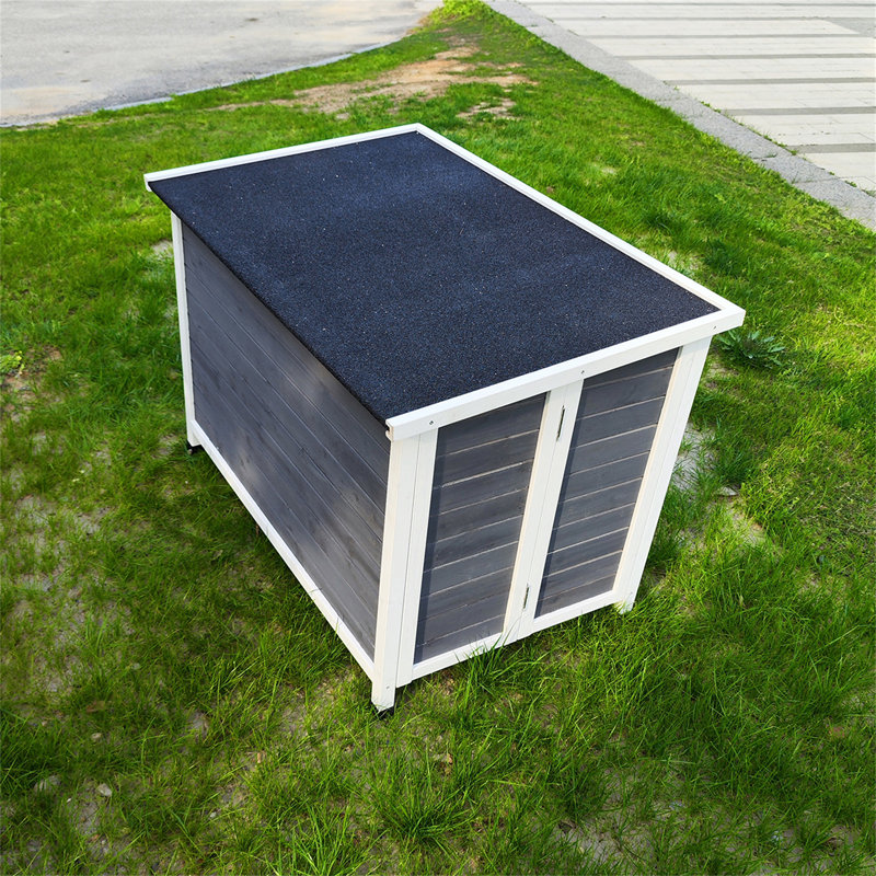 40.55" Gray and White Wooden Folding Dog House