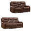 Ensemble de salon inclinable manuel en similicuir 2 pièces - Siège spacieux avec rangement et porte-gobelets-619050759