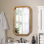 Miroir fonctionnel avec armoire, armoire de salle de bain en bois avec miroir et tablettes réglables, miroir mural avec rangement