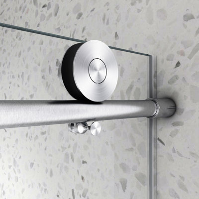 Porte de douche en nickel brossé 6063 - Revêtement Nano Easy Clean, fermeture douce, verre trempé, poulies en acier inoxydable 304 de 70 mm pour la finition, la conception, le nettoyage, les salles de bain