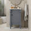 Petit meuble-lavabo autoportant moderne de 18 pouces avec lavabo en céramique, armoire de rangement avec tablette réglable-2126241282