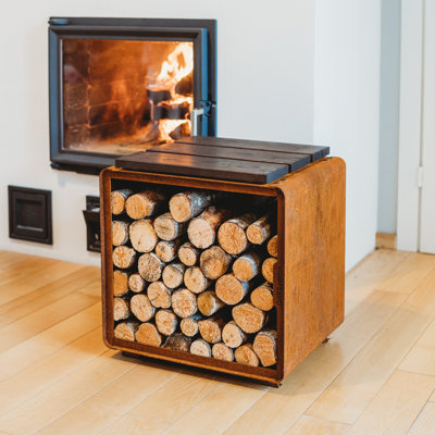 47cm W Cor-Ten Steel Log Rack