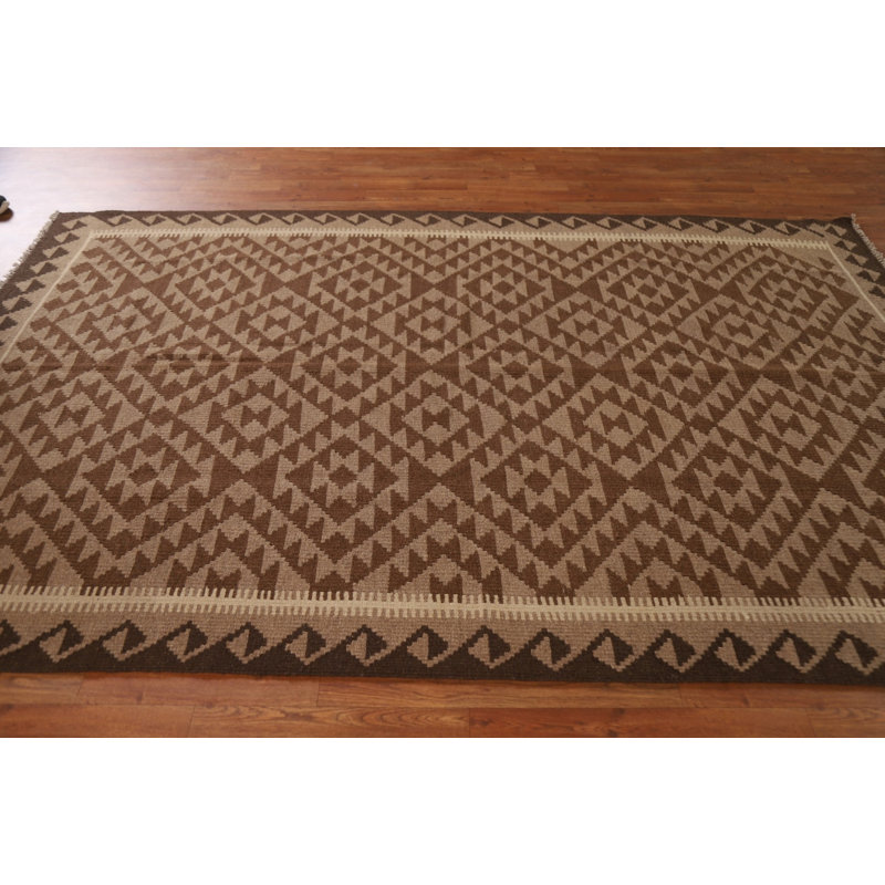 Tapis géométrique à motif oriental kilim 6 x 9