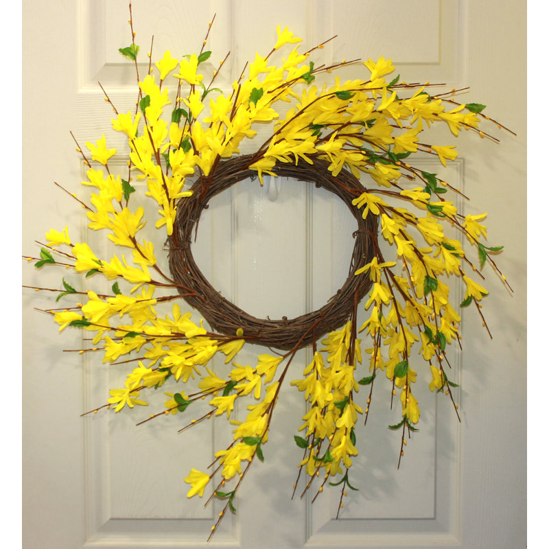 22" Artificial Forsythia Wreath