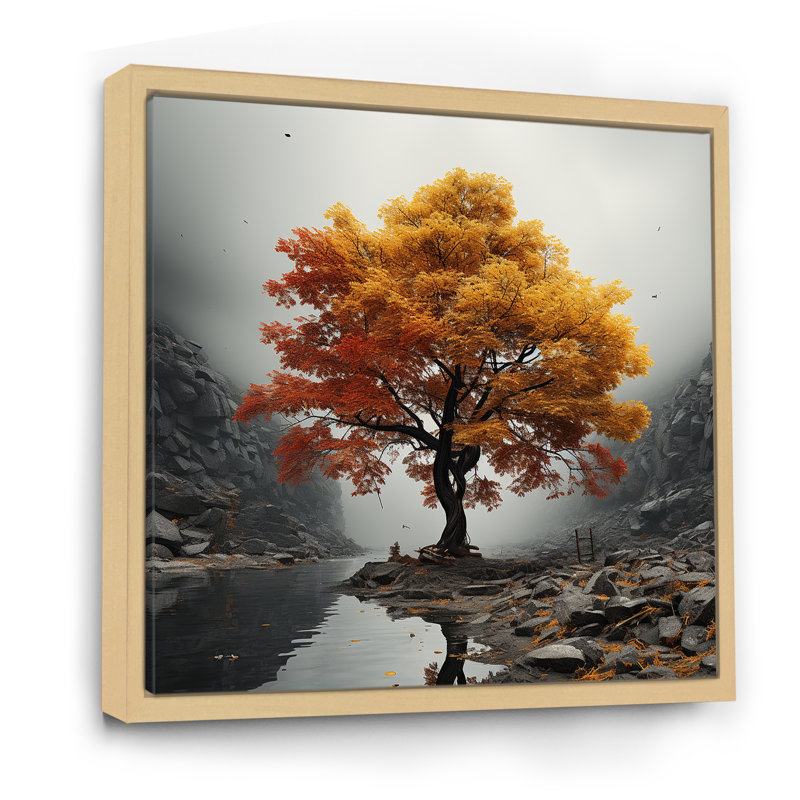 " Abstract Foliage Maple Tree I " Print, Natural Floater Framed, 30" H x 30" W
