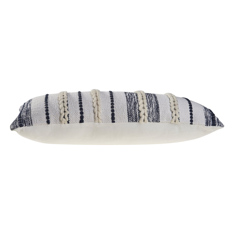 Contemporary Striped Braided Woven Cotton Wool Blend Decorative Throw Pillow, Pillow Cover Only & No Insert