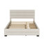 Grand lit plateforme tapissier avec lit gigogne et 2 tiroirs de rangement, mobilier de chambre moderne, beige