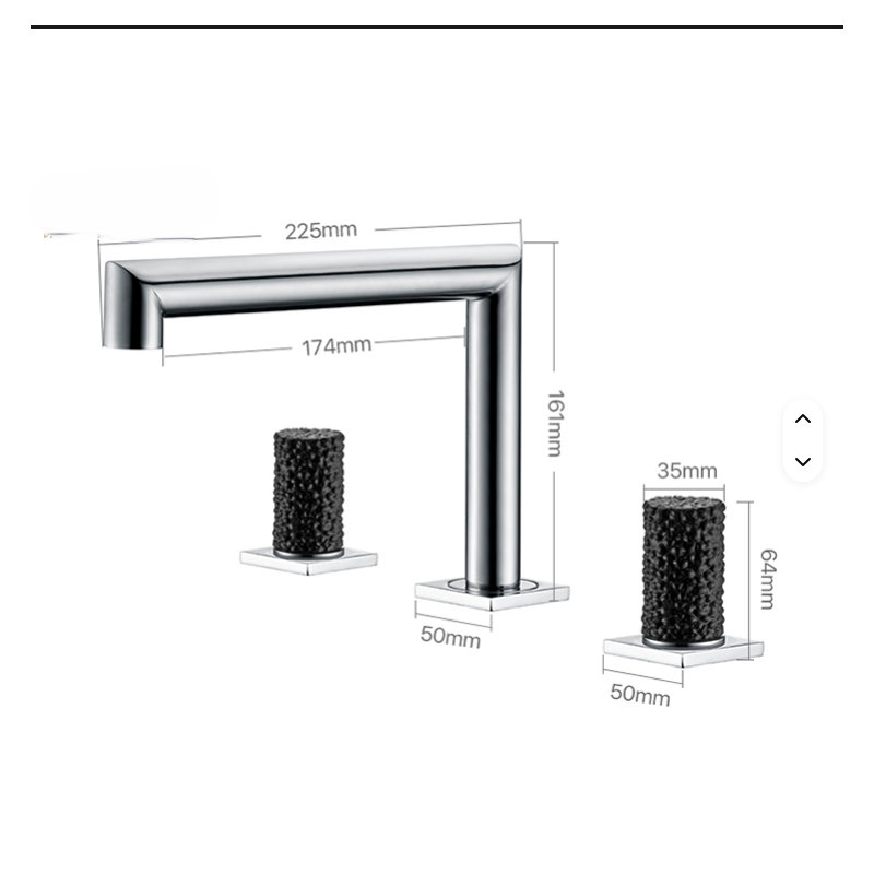 Bulgari- With White Crystal Handles 8" Spread Faucet, Chrome/Black