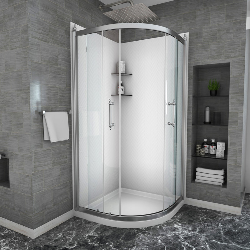 Porte de douche 36 po x 72 po, cabine de douche encadrée en chrome, 1/4 po (6 mm)