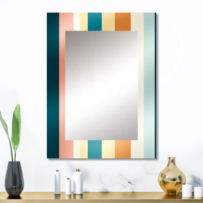 Hadar Retro Revival rayé motif - miroir rayé, rayé, miroir mural décoratif abstrait, art imprimé en métal