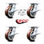 6 Inch Polyurethane Caster Set with Roller Bearing and Brakes/Swivel Locks SCC