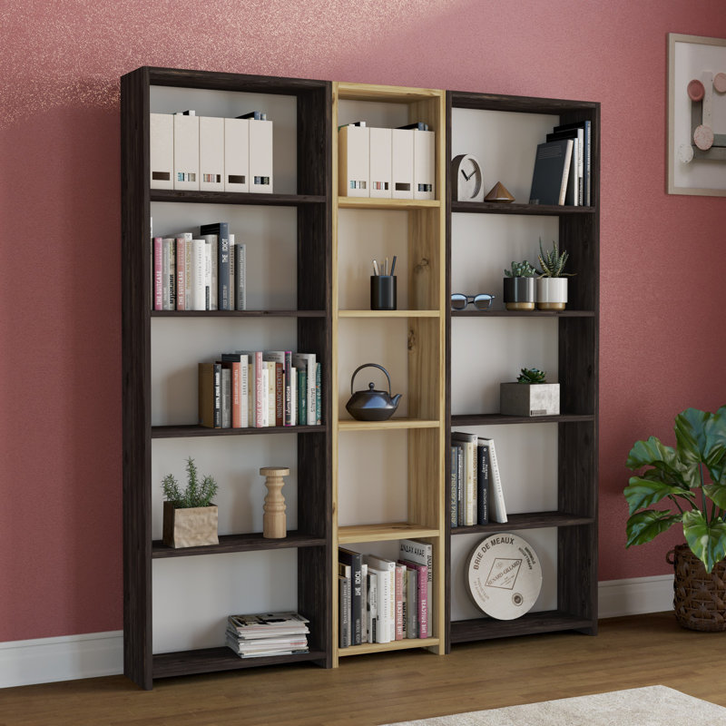 Bibliothèque Bulluck H 66,54 "x l 59,06", Noir / naturel