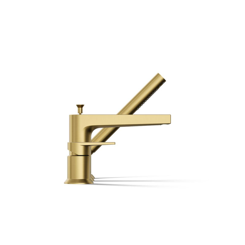 Taut Single Handle Deck Mounted Roman Tub Faucet with Diverter, Vibrant Brushed Moderne Brass