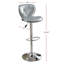 Chaises de tabouret de cuisine modernes réglables - Similicuir argenté avec dossier et base en métal