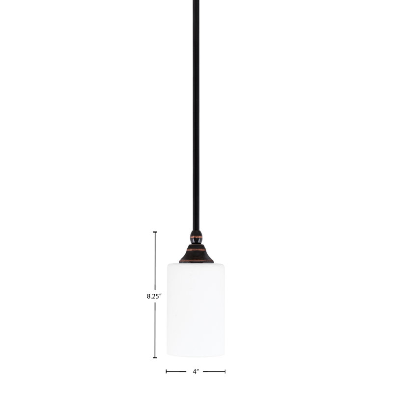 Stem Hung Mini Pendant Shown In Black Copper Finish With 4" White Muslin Glass