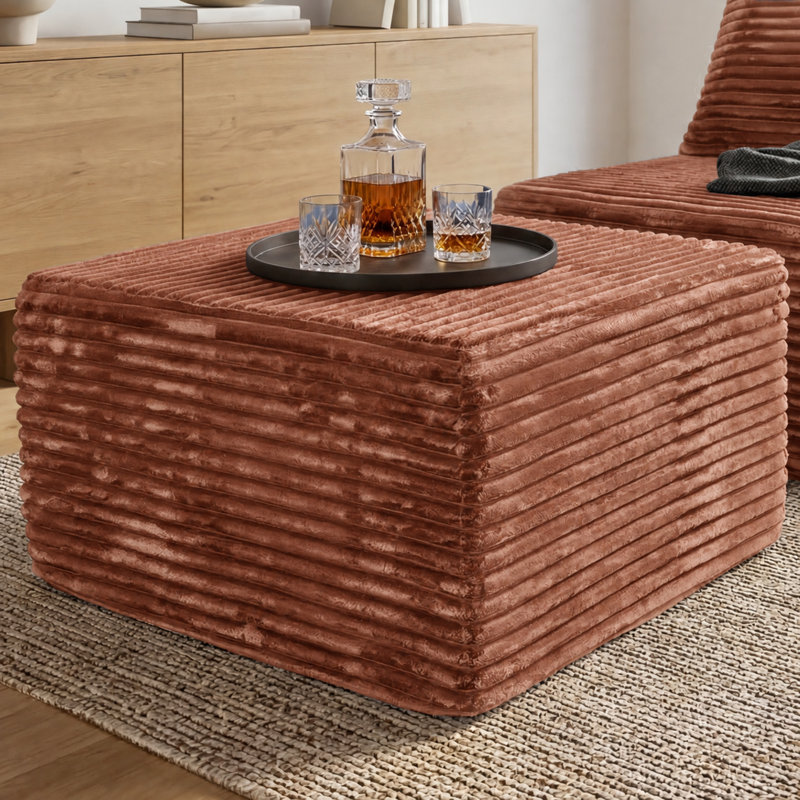  Repose-pieds modulaire à compression pour canapé modulaire, repose-pieds rembourré en flanelle moderne avec ressorts ensachés, pouf sans assemblage pour salon, brun