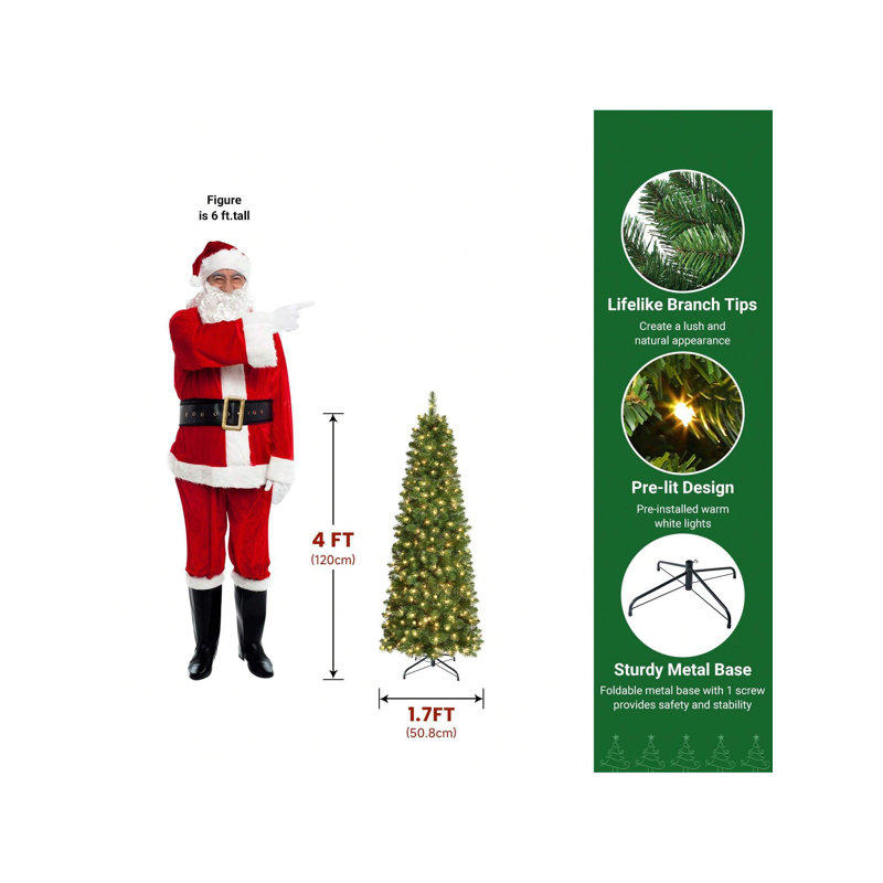 Lighted Artificial Christmas Tree, 3.94' H