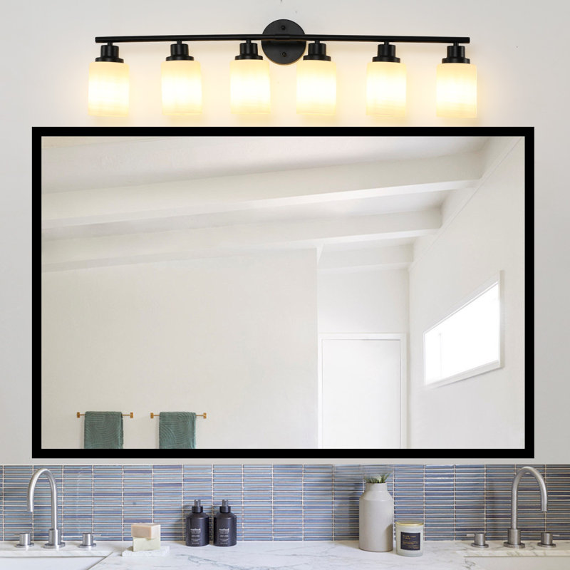 6-Light Modern Bathroom Vanity Light, Black