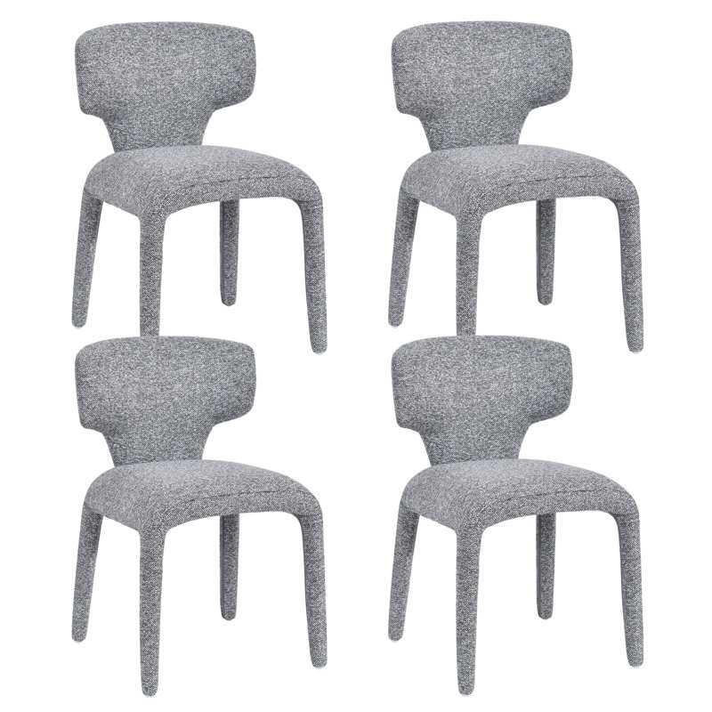 Chaise d'appoint moderne rembourrée en tissu, 4, Gris foncé