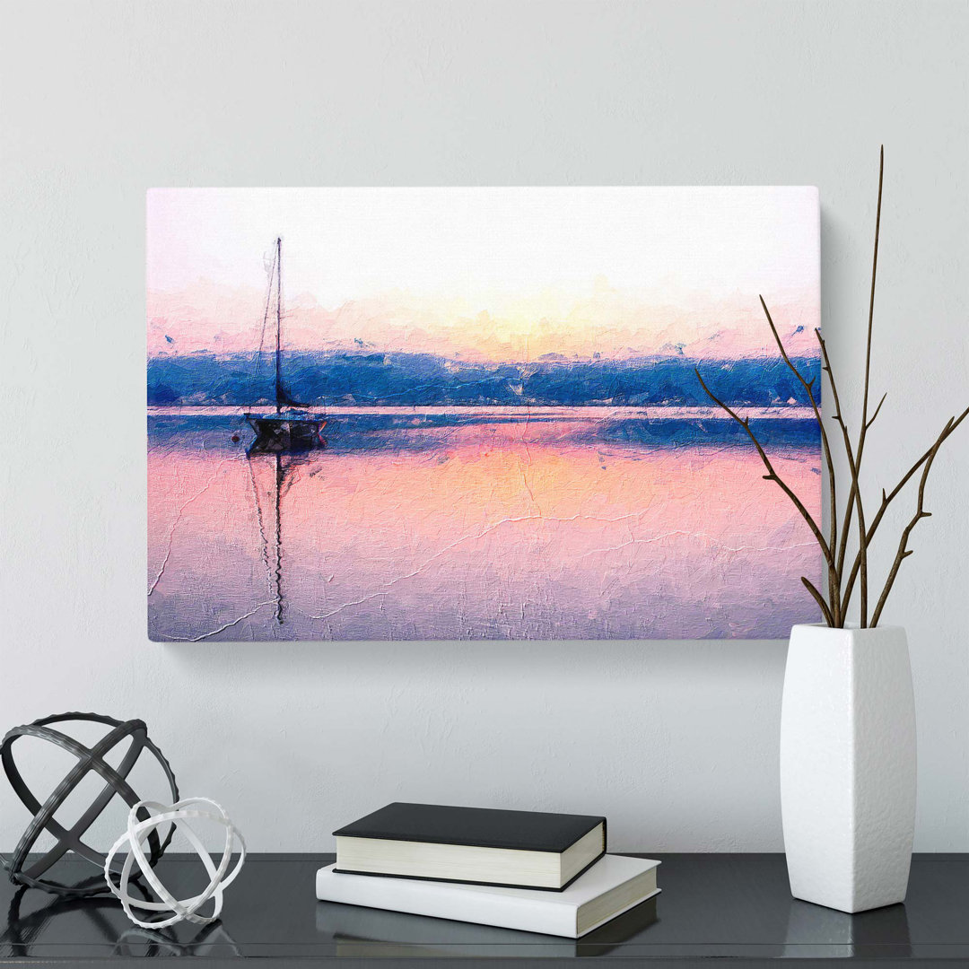 Boat on Lake Zurich in Switzerland in Abstract - Wrapped Canvas