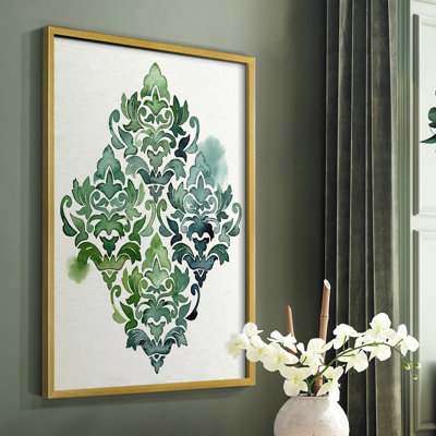 Algae and Azule Motif II Framed Print - Solid Wood