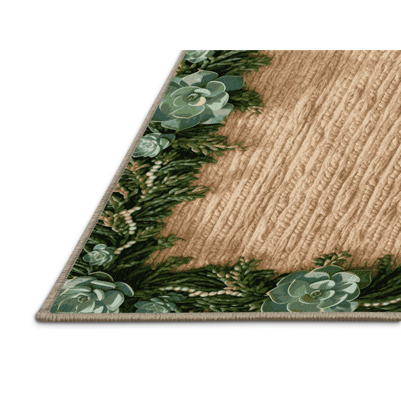 Tapis botanique brun lavable à la machine, Tapis de couloir 2 pi x 4 pi