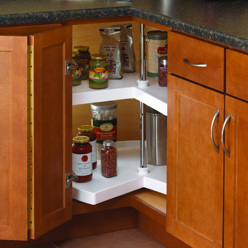White Kidney-Shaped 2-Shelf Revolving Lazy Susan Organizer
