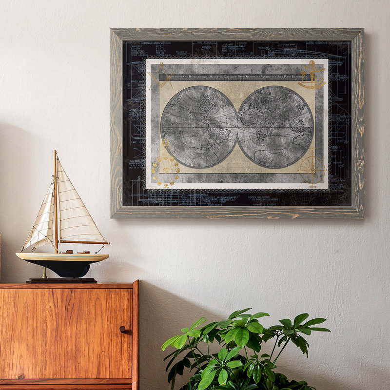 " Night World Blueprint ", Gray, 28" H x 42" W x 1.5" D