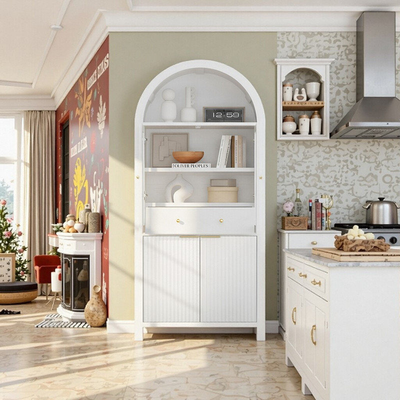 Buffet de rangement 71 po en MDF, Blanc