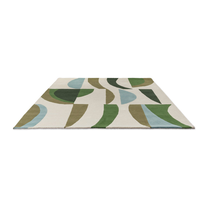 Torillo Hand Tufted Wool Abstract Area Rug in Emerald/Azul, Rectangle 5'7" x 7'10"