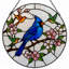 Vitrail d'oiseau bleu 7,8 "H-646594212
